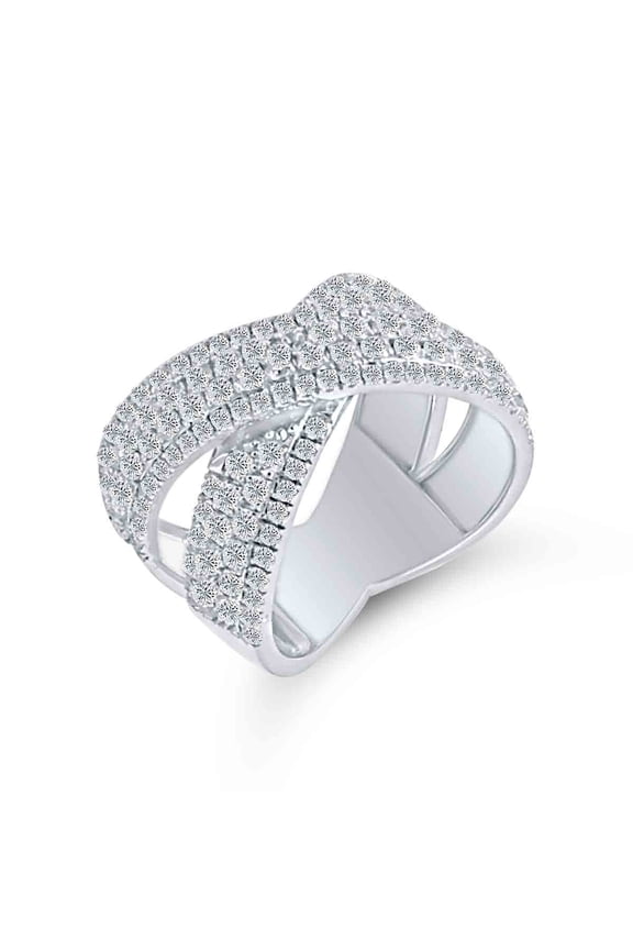 1.60 Ct GH/SI Natural Diamond Criss Cross Wedding Rings In 14K White Gold