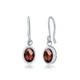 thumbnail image 1 of Gem Stone King 1.60 Ct Oval Checkerboard Red Garnet 925 Sterling Silver French Wire Earrings, 1 of 4
