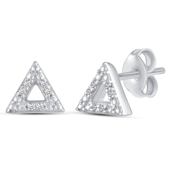 1/60 Cttw Natural Diamond Triangle Stud Earrings in 925 Sterling Silver