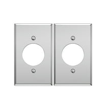 ELEGRP Receptacle Metal Wall Plate, Single Device Stainless Steel Outlet Cover, Corrosion Resistant, 1.6"Diameter, 1-Gang, 2-Pack, Silver 