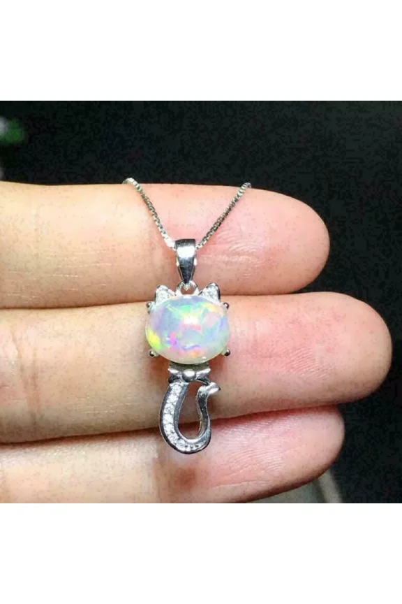 1.60Ct Oval Cut Lab Created Fire Opal Cute Women's Gift Pendant 14K White Gold Plated Free Chain 18"