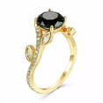 thumbnail image 1 of 1.60Ct Round Cut Lab Created Black Diamond Women's Engagement Ring 14K Yellow Gold Plated Silver, 1 of 3