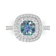 thumbnail image 1 of 1.615 ctw Solitaire with Zirconia Diamond Accents Anniversary Ring for Women | Round Cut Blue Moissanite | Hyperallergenic Solid 14K White Gold, 1 of 5