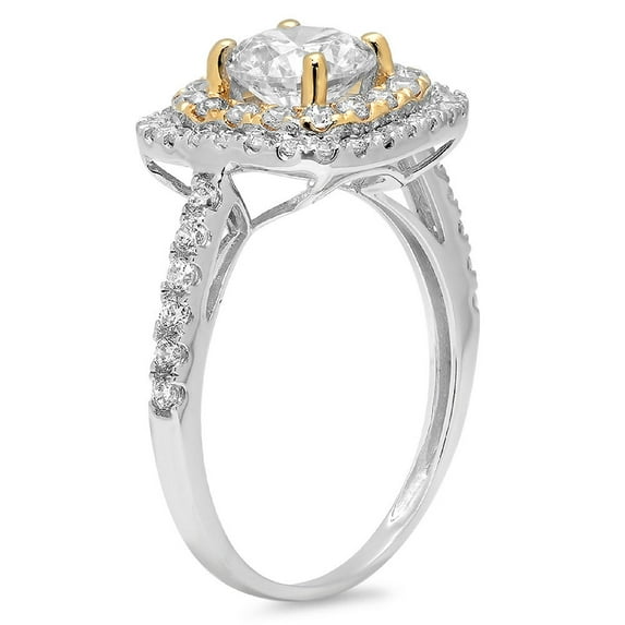 1.615 ct Round Cut Moissanite Halo Engagement Ring for Women in 14K White/Yellow Gold