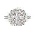 thumbnail image 1 of Clara Pucci 14K White/Rose Gold Solid Gold Moissanite Solitaire with Accents Anniversary Ring for Women - 1.615 cttw Round Cut, 1 of 8