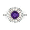 thumbnail image 1 of 1.615 ctw Solitaire with Zirconia Diamond Accents Anniversary Ring for Women | Round Cut Natural Amethyst | Hyperallergenic Solid 18K White/Rose Gold, 1 of 5