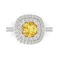 thumbnail image 1 of 1.615 ctw Solitaire with Zirconia Diamond Accents Anniversary Ring for Women | Round Cut Natural Citrine | Hyperallergenic Solid 18K White/Rose Gold, 1 of 5