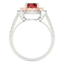 1.615 ct Round Cut Natural Garnet Solitaire with Accents Engagement Ring for Women in 18K White/Rose Gold
