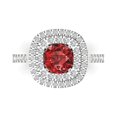 thumbnail image 1 of 1.615 ct Round Cut Natural Garnet Solitaire with Simulated Diamond Accents 14K White Gold Womens Engagement Ring, 1 of 5