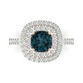 thumbnail image 1 of 1.615 ct Round Cut Natural London Blue Topaz Solitaire with Simulated Diamond Accents 14K White/Rose Gold Womens Engagement Ring, 1 of 5