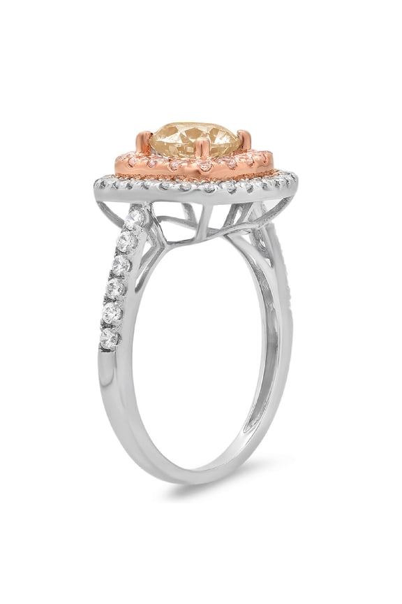 1.615 ct Round Cut Natural Morganite Solitaire with Accents Engagement Ring for Women in 14K White/Rose Gold