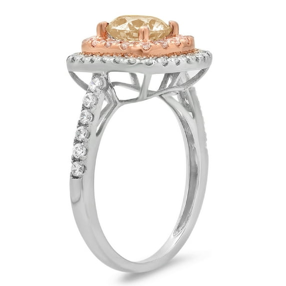 1.615 ct Round Cut Natural Morganite Solitaire with Accents Engagement Ring for Women in 18K White/Rose Gold