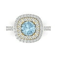 thumbnail image 1 of Clara Pucci 14K White/Yellow Gold 1.61ct SkyBlueTopaz Halo Ring for Women, 1 of 8