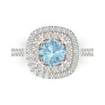 thumbnail image 1 of 1.615 ct Round Cut Natural Sky Blue Topaz Solitaire with Simulated Diamond Accents 14K White/Rose Gold Womens Engagement Ring, 1 of 5