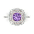thumbnail image 1 of 1.615 ct Round Cut Simulated Alexandrite Solitaire with Simulated Diamond Accents 18K White/Rose Gold Womens Engagement Ring, 1 of 5