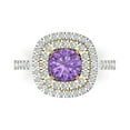 thumbnail image 1 of Clara Pucci 14K White/Yellow Gold Solid Gold Alexandrite Halo Anniversary Ring for Women - 1.615 cttw Round Cut, 1 of 8