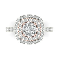 1.615 ctw Solitaire with Accents Anniversary Ring for Women | Round Cut Zirconia Diamond | Hyperallergenic Solid 18K White/Rose Gold