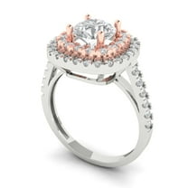 1.615 ct Round Cut Simulated Diamond Solitaire with Accents Engagement Ring for Women in 18K White/Rose Gold