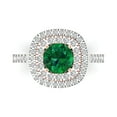 thumbnail image 1 of 1.615 ct Round Cut Simulated Emerald Solitaire with Simulated Diamond Accents 14K White/Rose Gold Womens Engagement Ring, 1 of 5