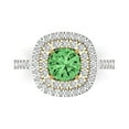 thumbnail image 1 of Clara Pucci 14K White/Yellow Gold 1.61ct Green Halo Ring for Women, 1 of 8