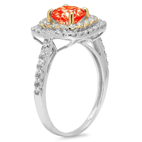 1.615 ct Round Cut Simulated Red Diamond Halo Engagement Ring for Women in 18K White/Yellow Gold