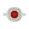 thumbnail image 1 of Clara Pucci 14K White/Yellow Gold 1.61ct Ruby Halo Ring for Women, 1 of 8