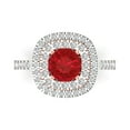 thumbnail image 1 of 1.615 ctw Solitaire with Zirconia Diamond Accents Anniversary Ring for Women | Round Cut Simulated Ruby | Hyperallergenic Solid 18K White/Rose Gold, 1 of 5