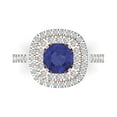thumbnail image 1 of 1.615 ct Round Cut Simulated Tanzanite Solitaire with Simulated Diamond Accents 14K White/Rose Gold Womens Engagement Ring, 1 of 5