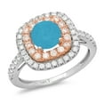 thumbnail image 1 of 1.615 ct Round Cut Simulated Turquoise Solitaire with Simulated Diamond Accents 18K White/Rose Gold Womens Engagement Ring, 1 of 4