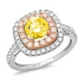 thumbnail image 1 of 1.615 ct Round Cut Simulated Yellow Diamond Solitaire with Simulated Diamond Accents 14K White/Rose Gold Womens Engagement Ring, 1 of 5