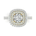 thumbnail image 1 of Clara Pucci 14K White/Yellow Gold Solid Gold WhiteSapphire Halo Anniversary Ring for Women - 1.615 cttw Round Cut, 1 of 8