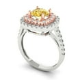thumbnail image 1 of 1.615 ct Round Cut Yellow Moissanite Solitaire with Accents Engagement Ring for Women in 14K White/Rose Gold, 1 of 2