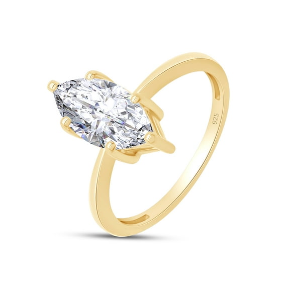 1.62 CT 12MM X 6MM Marquise Cut Lab Created Moissanite Diamond Engagement Solitaire Ring In 14K Yellow Gold Over 925 Sterling Silver (1.62 Cttw) - 4.5