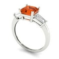 thumbnail image 1 of 1.62 ct Brilliant Square Emerald Cut VVS1 Red Zircon 14k White Solid Gold Three-Stone Wedding Bridal Anniversary Engagement Ring size 4.75, 1 of 7