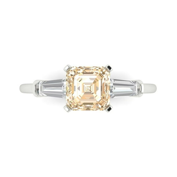Three-Stone Engagement Ring for Women - 1.62ct Natural Morganite in 14K White Gold Promise Ring