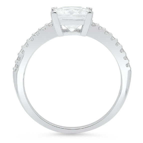 1.62 ct Princess Cut Moissanite Solitaire with Accents Engagement Ring for Women in 18K White Gold
