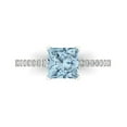 thumbnail image 1 of 1.62 ctw Solitaire with Zirconia Diamond Accents Anniversary Ring for Women | Princess Cut Natural Aquamarine | Hyperallergenic Solid 18K White Gold, 1 of 5