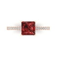 thumbnail image 1 of 1.62 ct Princess Cut Natural Garnet Solitaire with Simulated Diamond Accents 18K Rose Gold Womens Engagement Ring, 1 of 5