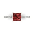 thumbnail image 1 of 1.62 ct Princess Cut Natural Garnet Solitaire with Simulated Diamond Accents 18K White Gold Womens Engagement Ring, 1 of 5