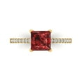 thumbnail image 1 of 1.62 ct Princess Cut Natural Garnet Solitaire with Simulated Diamond Accents 18K Yellow Gold Womens Engagement Ring, 1 of 5