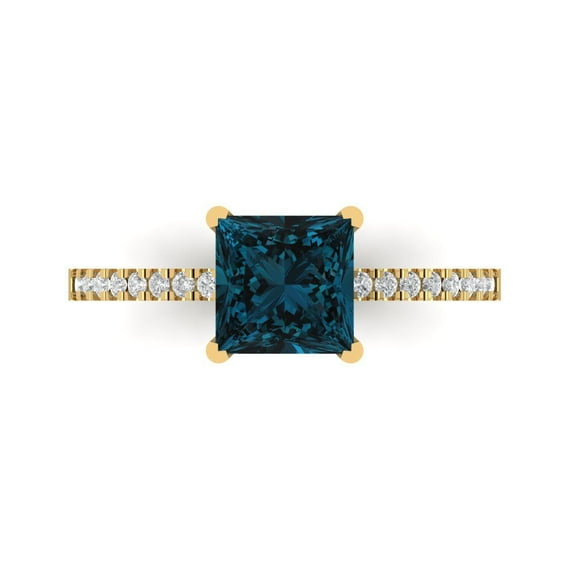 Clara Pucci 14K Yellow Gold 1.62ct LondonBlueTopaz Solitaire with Accents