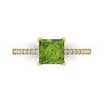 thumbnail image 1 of 1.62 ct Princess Cut Natural Peridot Solitaire with Simulated Diamond Accents 14K Yellow Gold Womens Engagement Ring, 1 of 5