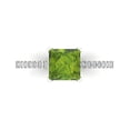thumbnail image 1 of 1.62 ct Princess Cut Natural Peridot Solitaire with Simulated Diamond Accents 18K White Gold Womens Engagement Ring, 1 of 5