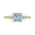 thumbnail image 1 of 1.62 ct Princess Cut Natural Sky Blue Topaz Solitaire with Simulated Diamond Accents 18K Yellow Gold Womens Engagement Ring, 1 of 5