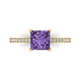 thumbnail image 1 of 1.62 ct Princess Cut Simulated Alexandrite Solitaire with Simulated Diamond Accents 14K Yellow Gold Womens Engagement Ring, 1 of 5