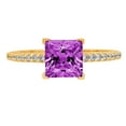 thumbnail image 1 of 1.62 ct Princess Cut Simulated Alexandrite Solitaire with Simulated Diamond Accents 18K Yellow Gold Womens Engagement Ring, 1 of 3
