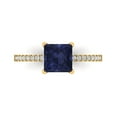 thumbnail image 1 of 1.62 ct Princess Cut Simulated Blue Sapphire Solitaire with Simulated Diamond Accents 14K Yellow Gold Womens Engagement Ring, 1 of 5
