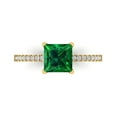 thumbnail image 1 of 1.62 ct Princess Cut Simulated Emerald Solitaire with Accents Engagement Ring for Women in 18K Yellow Gold, 1 of 5