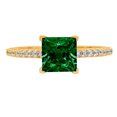 thumbnail image 1 of 1.62 ct Princess Cut Simulated Emerald Solitaire with Simulated Diamond Accents 14K Yellow Gold Womens Engagement Ring, 1 of 4
