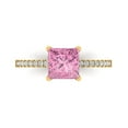 thumbnail image 1 of 1.62 ct Princess Cut Simulated Pink Diamond Solitaire with Simulated Diamond Accents 18K Yellow Gold Womens Engagement Ring, 1 of 5